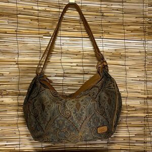 Amelia Berko  vintage  Paisley Hobo Shoulder Bag in Brown and Olive